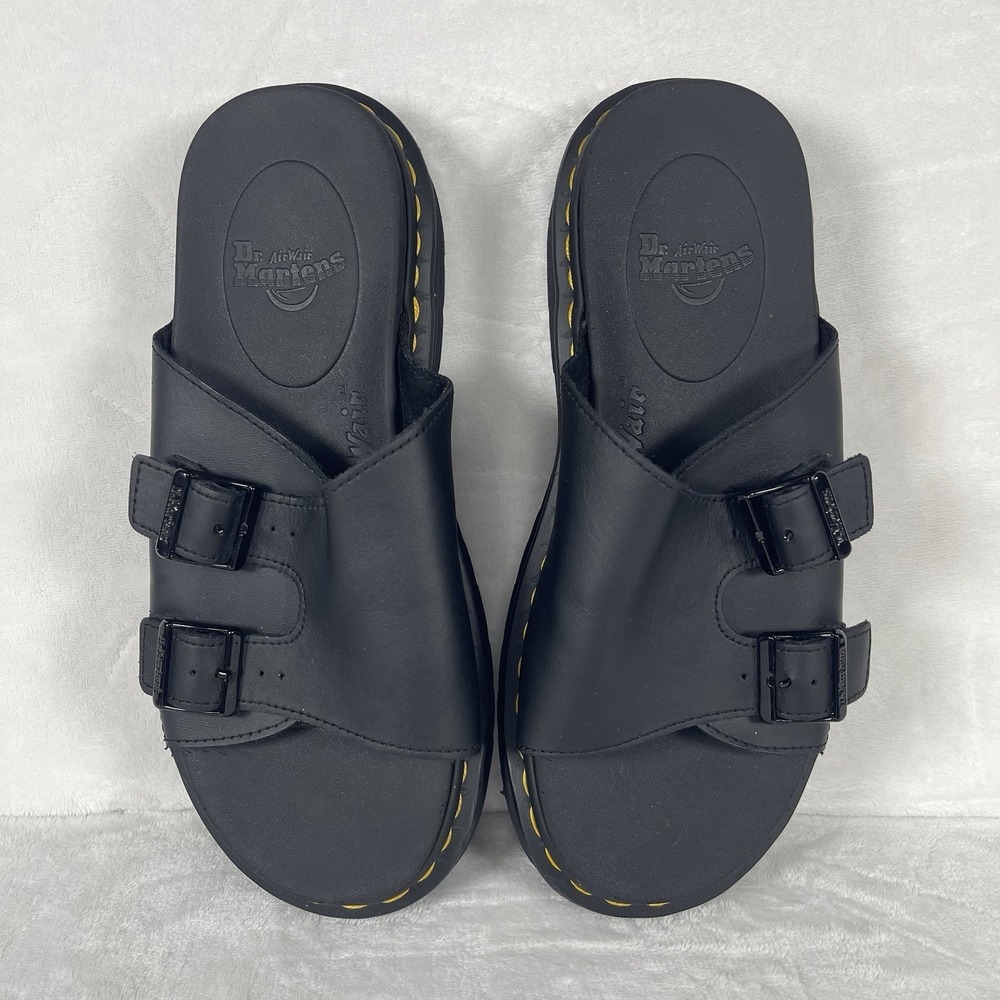 Dr. Martens Dax Slide Sandals Mens Size 9 Black Leather AirWair Sole Women's 10 - Picture 3 of 8